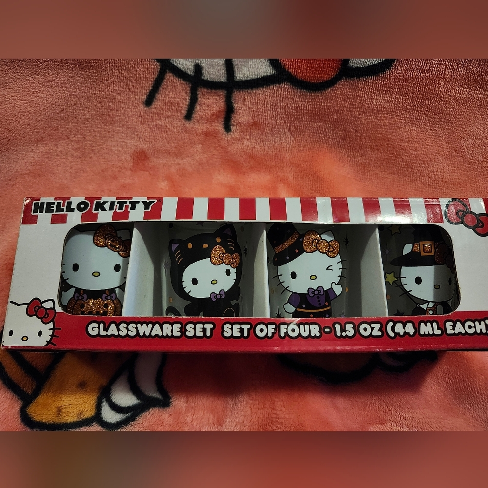 Hello Kitty Halloween Glassware Set with Black and Orange Accents